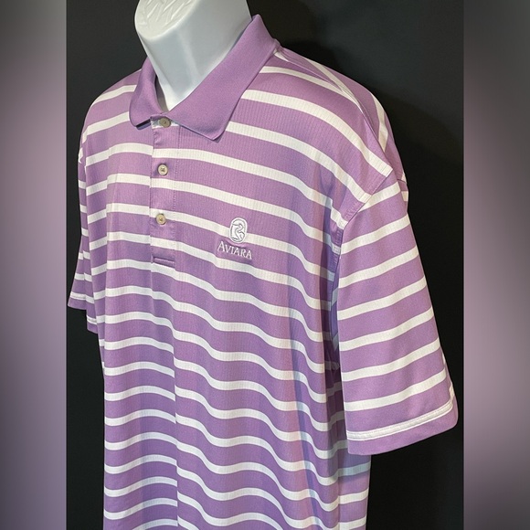 Oxford Golf Men’s Super Dry Coolmax Stripped Polo in Purple with White Size XL - Picture 3 of 6